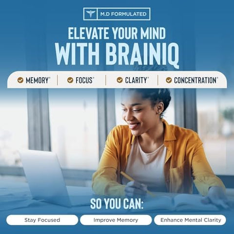 Relaxium Brainiq Nootropic Brain Supplements Memory Supplement For Brain Health Cognitive Supplement & Memory Pill With Lion'S Mane Lthreonine & Coffee Extract 60 Count (Pack Of 1)