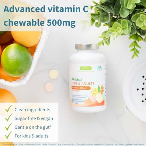 Igennus Vitamin C Chewable 250500mg Gentle and Buffered for Kids and Adults Optimized Absorption with Sodium Ascorbate and Ascorbic Acid Sugar Free Natural Orange and Lemon Flavors 120 240 Servings