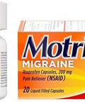 Motrin IB Migraine Relief Liquid Gel Capsules with Ibuprofen per Capsule Fast and Effective Migraine Headache Relief Medicine with NSAID Pain Reliever Ibuprofen Caffeine-Free