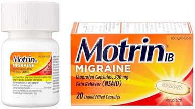 Motrin IB Migraine Relief Liquid Gel Capsules with Ibuprofen per Capsule Fast and Effective Migraine Headache Relief Medicine with NSAID Pain Reliever Ibuprofen Caffeine-Free