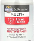 Garden Of Life Dr. Formulated Multi+ Heart Health Fermented Liposomal Multivitamin + Vitamin K2 Mk7 B Vitamins and Probiotics One A Day For Cardiovascular and Blood Vessel Function 30 Capsules