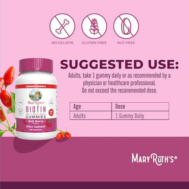 Maryruth'S Maryruth Organics Biotin Gummies Sugar Free Vegan Non-Gmo 2500 Mcg Biotin Supplement Hair Skin And Nails Vitamins Hair Growth Vitamins Hair Growth Supplement 60 Count