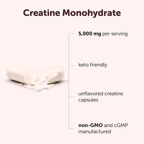 Micro Ingredients Creatine Monohydrate 5000Mg 500 Capsules Pure Creatine Pills Micronized Unflavored Powder Source Easy Absorption Keto Non-Gmo