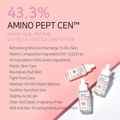 APLB Amino Acid Peptide Ampoule Serum AMINO PEPT CEN 43.3% 1.35 FL.OZ/Korean Skincare Moisturize Wrinkle Care Elasticity care Revitalize for gentle and improve skin texture