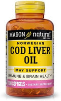 Mason Natural Cod Liver Oil Plus Vitamin A & D3 Healthy Heart And Brain Function Improved Immunity Supports Overall Health 100 Softgels