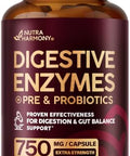 Nutraharmony Digestive Enzymes For Women - Multi Digestive Enzymes Papaya Bromelain Probiotic & Prebiotics - Gut & Digestion Support Bloating Relief - Vegan Lab Tested - Made In Usa - 90 Capsules One/Day