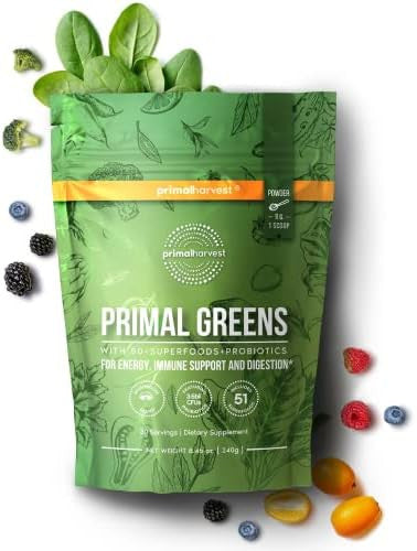 Primal Harvest Primal Total Male+ & Primal Greens Men'S Multivitamin And Nutritional Supplement With Ginseng Vitamins D And B Zinc Probiotics And More Gluten And Dairy