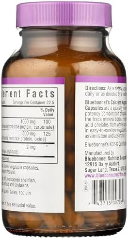 Bluebonnet Calcium Magnesium Plus Boron Vegetarian Capsules Offwhite 180 Count