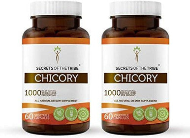 Secrets of the Tribe Chicory 60 Capsules (2 pcs.), 1000 mg, Chicory (Cichorium Intybus) Dried Root (2x60 Capsules)