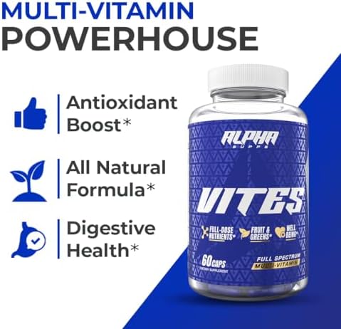 Vites Mens Multivitamin Complete Daily Supplement with Fruits Veggies Energy Immune and Prostate Support Daily Whole Food Vitamins with Antioxidants and Digestive Enzymes