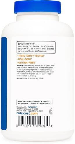 Nutricost Vitamin C 500Mg 240 Capsules Vegetarian Gluten & Nongmo