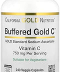 California Gold Nutrition Buffered Gold C Nonacidic Vitamin C Supplement Nongmo 750 Mg 240 Veggie Capsules
