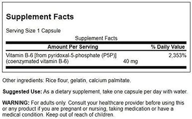 Swanson P-5-P (Pyridoxal-5-Phosphate) Coenzymated Vitamin B-6 40 Milligrams 60 Capsules