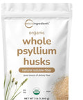 Micro Ingredients Organic Whole Psyllium Husks 3Lbs Daily Soluble Fiber Supplement With Prebiotics Psyllium Husk Sourced From India Non-Gmo Keto Friendly Vegan
