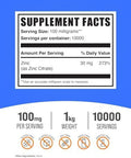 Bulksupplements.Com Zinc Citrate Powder - Zinc Supplements, Zinc 30Mg - Pure Zinc Citrate For Immune Support - Gluten Free, 100Mg Per Serving, 500G (1.1 Lbs) (Pack Of 1)