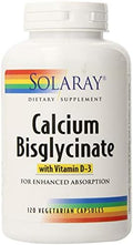 SOLARAY Calcium Bisglycinate Supplement 1000 mg for Women and Men Calcium with Vitamin D3 Bone Strength and Teeth Health Support Chelated Capsules Easy to Digest 120 Veg Cap Count