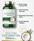 Carlyle Coconut Oil Extra Virgin Softgel Capsules | 3000mg | 240 Count | Naturally Occurring MCTs | Non-GMO and Gluten Free Supplement