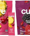 Cure Hydration Bundle Plantbased Electrolyte Drink Mix No Added Sugar Fsahsa Dehydration Relief Powder Made With Coconut Water Vegan 28 Packets Berry Pomegranate & Tropical Punch