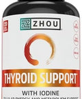 Zhou Thyroid Support Complex With Iodine Supplement, Increase Energy, Fight Brain Fog With Vitamin B12, Iodine, Magnesium, Zinc, Selenium, No Soy, Gluten-Free, 30 Servings, 60 Caps