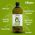 Chosen Foods 100% Pure Avocado Oil for Cooking - 1.75L - Made With Good Fats from Avocados, Naturally Refined, Never Adulterated, High Smoke Point, Non-GMO, Soy-Free, Canola Oil-Free, Gluten-Free, Keto