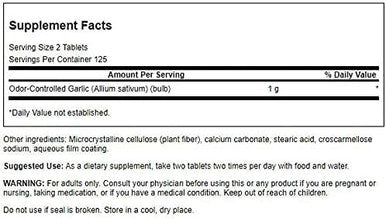 Swanson Odor-Controlled Garlic 500 Milligrams 250 Tabs
