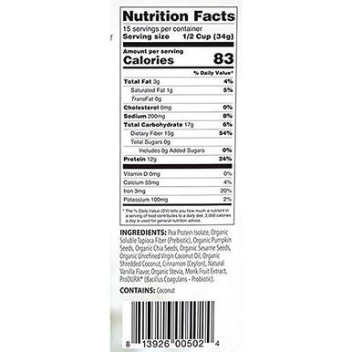 Julian Bakery ProGranola Cereal | Vegan | Vanilla Cluster | 12g Protein | 2 Net Carbs | Gluten-Free | Grain-Free | 15 Servings