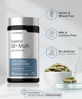 Horbaach Multivitamin for Men and Women Over 50 120 Caplets Daily Supplement for Adults with Coq10 Probiotics and Digestive Enzymes Vegan NonGMO Gluten Free Formula