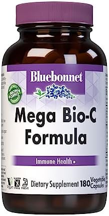 Bluebonnet Nutrition Mega Bioc Formula Vegetable Capsules High Potency Buffered Vitamin C For Immune Health Soy Gluten Nongmo Kosher Dairy Vegan 180 Count
