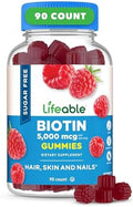 Lifeable Sugar Biotin Gummies 5000Mcg Vitamin B7 Great Tasting Biotin Supplement For Hair Growth Skin And Nail Health Hair Supplement For Women Men Adults 90 Gummies