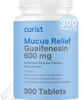 Curist Guaifenesin 600 Mg Extended Release Tablets (300 Dye Tablets) Expectorant Mucus Relief Uniqus Guaifenesin 600 Mg (Bulk Pack)