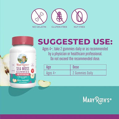 Maryruth'S Maryruth Organics Gummies Sugar Free Made With Irish Sea Moss For Gut Health And Immune Support Formulated For Adults And Kids Ages 4 Vegan Non-Gmo Gluten Free 60 Count