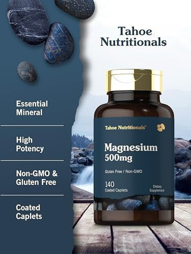Tahoe Nutritionals Magnesium 500Mg 140 Coated Caplets Non-Gmo And Gluten Supplement