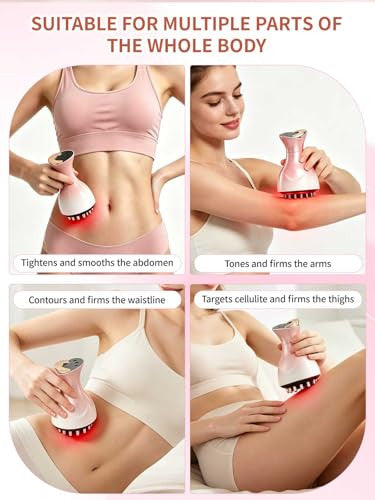 Kitusi Lymphatic Drainage Massager & Anti Cellulite Massage Tool For Legs Arms & Belly BodyHelps Reduce Stretch Marks & CelluliteWith Microcurrent Light Heat & Vibration - Pink