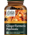 Gaia Herbs Gingerturmeric Postbiotic Premium Digestive Support Supplement For Gut Health Made With Fermented Turmeric & Ginger From Dairy Soy & Gluten 60 Vegan Capsules (30 Servings)