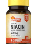 Sundance Flush Free Niacin 500 mg 50 Capsules Inositol Hexanicotinate Essential Vitamin NonGMO and Gluten Free Supplement