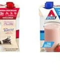 Atkins Vanilla Cream Meal Size Protein Shake 23G Protein & Strawberry Protein Shake 15G Protein Low Glycemic 2G Net Carb 1G Sugar Keto Friendly 12 Count
