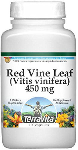 Terravita Red Vine Leaf (Vitis Vinifera) - 450 Mg (100 Capsules, Zin: 511411) - 2 Pack