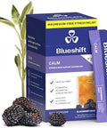 Blueshift Stress Relief Drink Mix For Adults " Blackberry Sage Ashwagandha Lemon Balm L'Theanine Gaba & B'Vitamins Zero'Sugar Stick Packs " Nondrowsy Cortisol Balance Calm 10 Ct