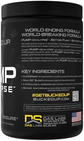 Bucked Up Pump-Ocalypse Tropical Nitric Oxide And L Arginine Supplement With Citrulline Malate Glycerpump Ultimate N.O. Booster Lean Muscle Support For Blood Flow Vascularity Hydration And Endurance