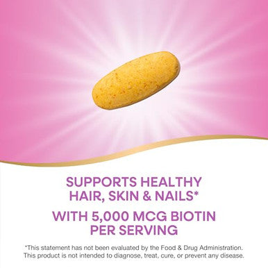 Nature'S Way Extra Strength Biotin Forte Supports Healthy Hair Skin & Nails 5000 Mcg Per Serving High Potency B-Vitamins Vitamin C 60 Vegan Tablets (Packaging May Vary)
