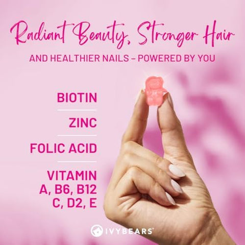 IvyBears Women's Strength and Beauty Bundle Hair Vitamin and Protein Boost Gummies Biotin Collagen Keratin + 25g Protein BCAAs and Creatine Hair Growth and Fitness Recovery Vegan 60 and 70 ct