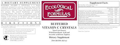 Ecological Formulas Buffered Vitamin C Crystals For Sensitive Stomachs Effervescent Tapioca Crystal Powder (8.8 Oz X 2 Bottles)