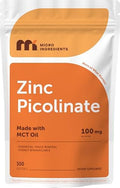 Micro Ingredients Zinc Picolinate 100 Mg Per Serving 300 Softgels Zinc Supplement For Women and Men Made With Mct Oil NonGmo