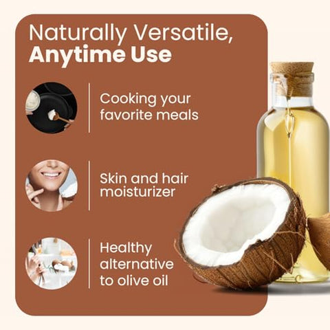 Wellsley Farms Organic Extra Virgin Coconut Oil - Unrefined, 100% Pure & Natural - Vegan, Non-GMO, Gluten-Free and Keto-Friendly Cooking Coconut Oil - Ideal for Skin Care & Hair Care - 54 oz (1 Pack)