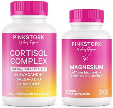 Pink Stork Mood + Wellness Bundle Cortisol Complex + Magnesium Glycinate Mood And Wellbeing Calm Stress Support Energy