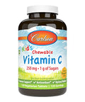 Carlson Kid's Chewable Vitamin C 250 mg 1 g of Sugars Immune Support and Optimal Wellness Antioxidant Tangerine 120 Vegetarian Tablets