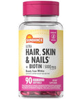 Sundance Hair Skin and Nails Complex 90 Softgels with Biotin 5000mcg NonGMO and Gluten Free Vitamin Supplement