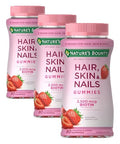 Nature'S Bounty Optimal Solutions HairSkin & Nails Vitamin Gummies With Biotin2500 McgStrawberry80 Count (Pack Of 3)