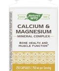 Nature'S Way Calcium & Magnesium Mineral Complex, Supports Bone Health & Muscle Function, 750 Mg Per 3-Capsule Serving, 250 Capsules (Packaging May Vary)