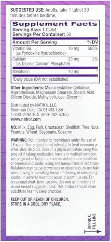Natrol Advanced Sleep Melatonin Tablets Maximum Strength 10 Mg 60 Ea (Pack Of 3)